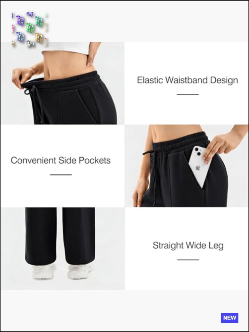 Wide Leg Sweatpants Baggy Pants with Pockets Drawstring Athletic Joggers Y2K - Picture 3 of 7